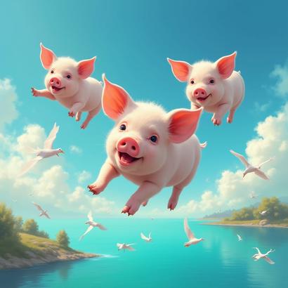 Flux KI Bildgenerierung_fliegende Schweine